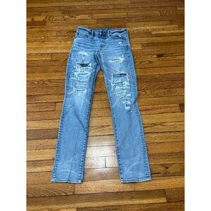American Eagle Airflex Slim Jeans Mens Sz 30x34 Distressed Blue Denim Pants